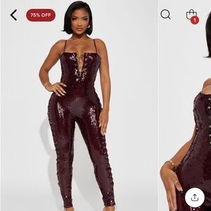 Burgundy sequin jumpsuit #sequinjumpsuit
#fashionnova
Retail 38.46